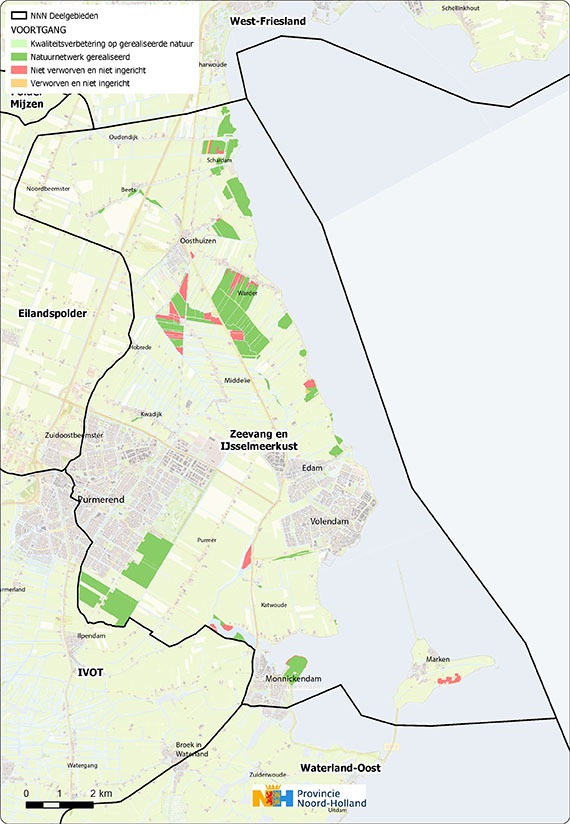 Schermafbeelding kaart deelgebied Zeevang en IJsselmeerkust