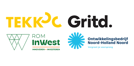 Logo's partners: Tekkoo, Gritd, ROMInWest en Ontwikkelingsbedrijf Noord-Holland Noord
