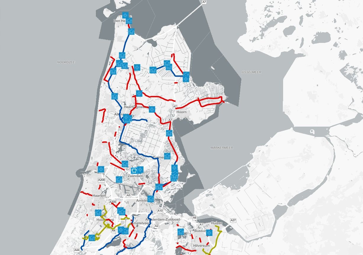 Kaart projecten aan weg en water