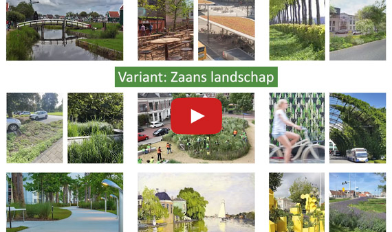 Videostill: diverse kleine sfeerfoto's. Klik op de afbeelding om de video over gebiedsvariant 'Zaans landschap' te bekijken op YouTube.